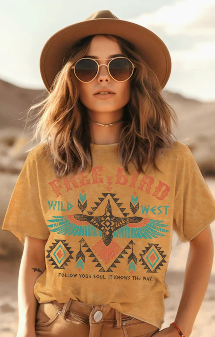 Free Bird Tee Mustard