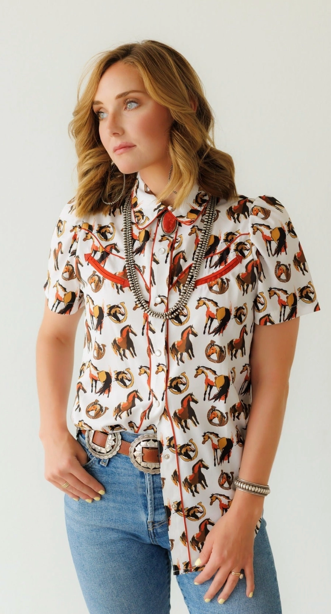 Horsing Around Button Up