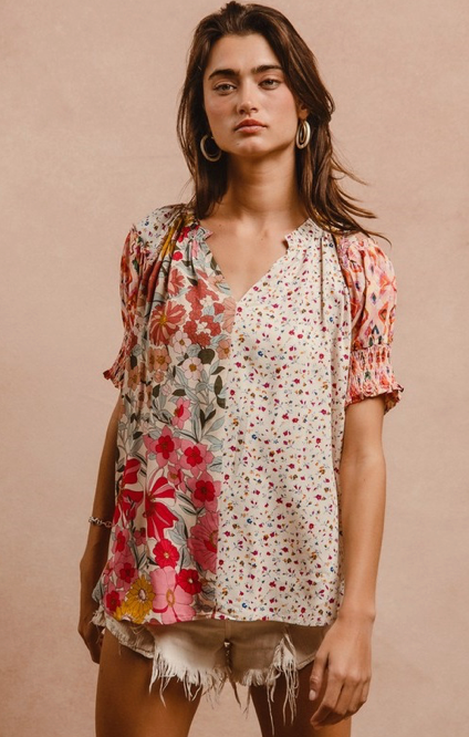 Floral Peasant Top