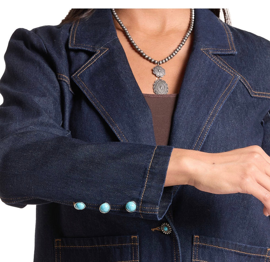 Boot Stitch Denim Blazer
