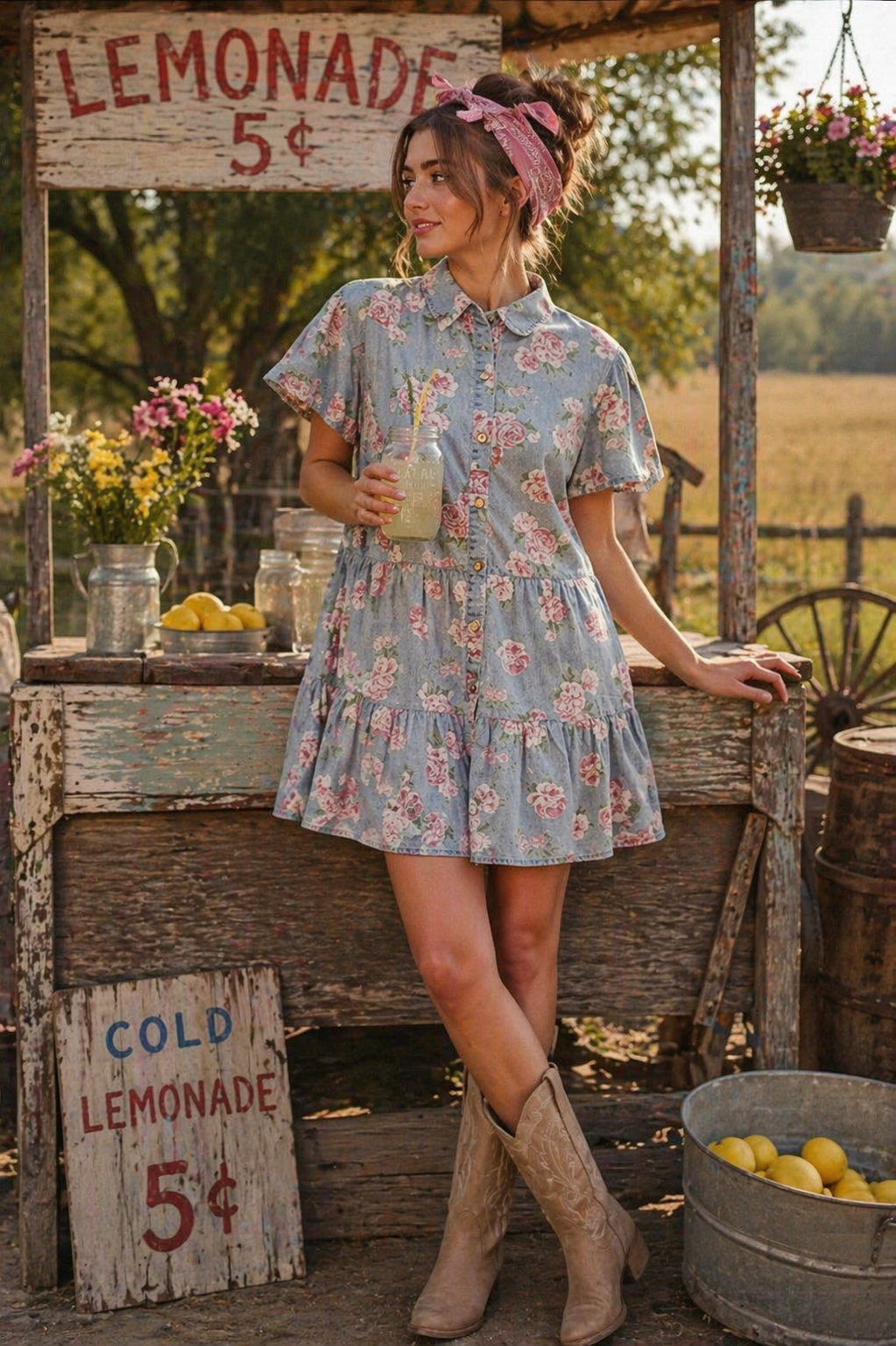 Denim Rose Dress