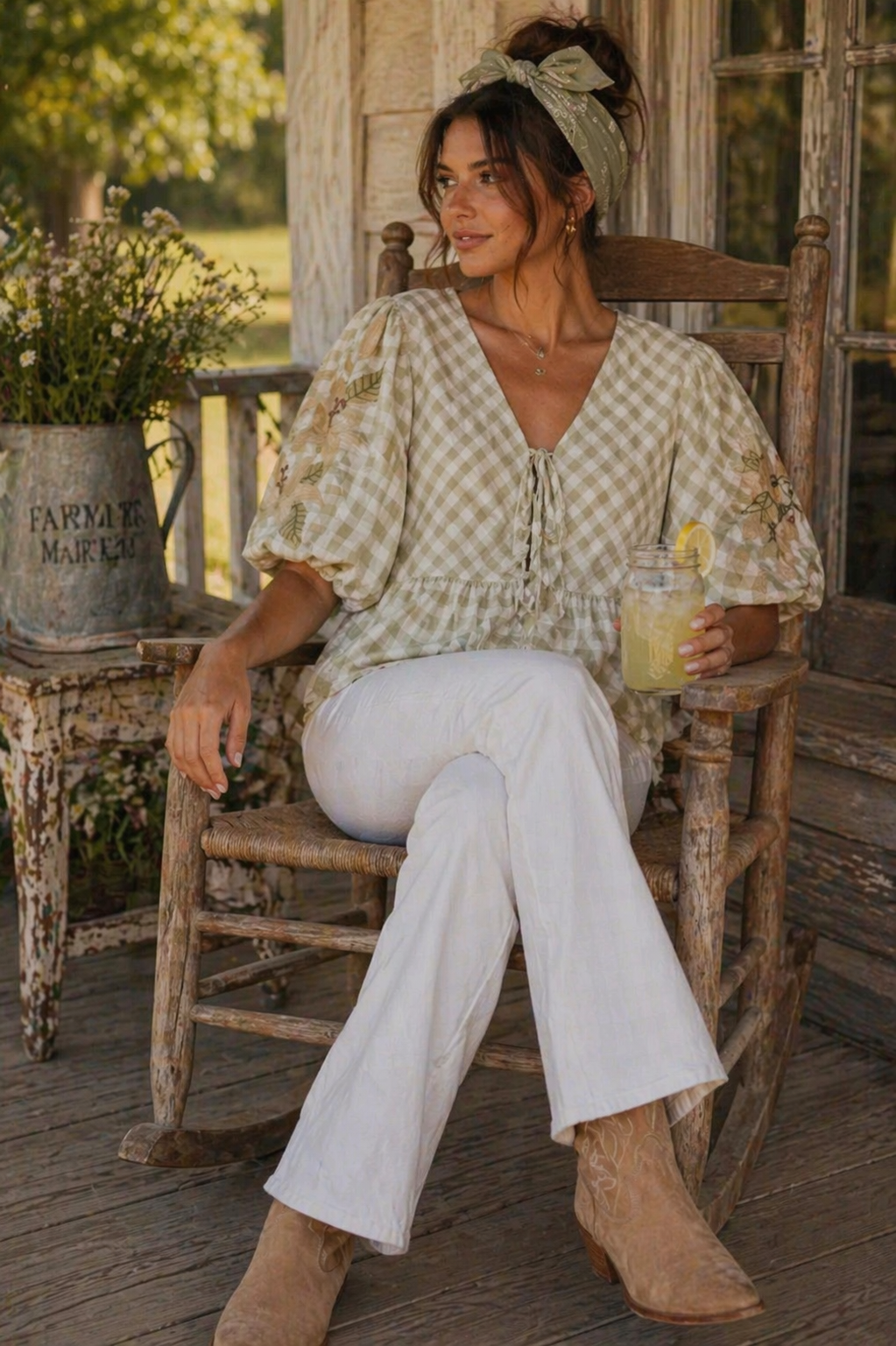 Floral Gingham Blouse