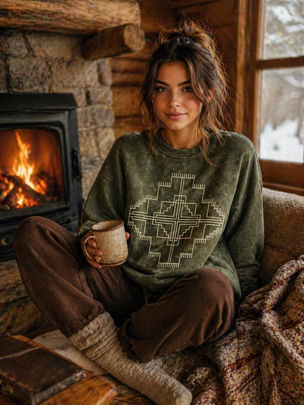 Green Aztec Sweatshirt