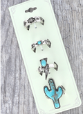Assorted 4-Piece Cactus Ring Set