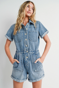 Dallas Romper Medium Wash