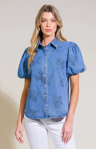 Floral Denim Blouse