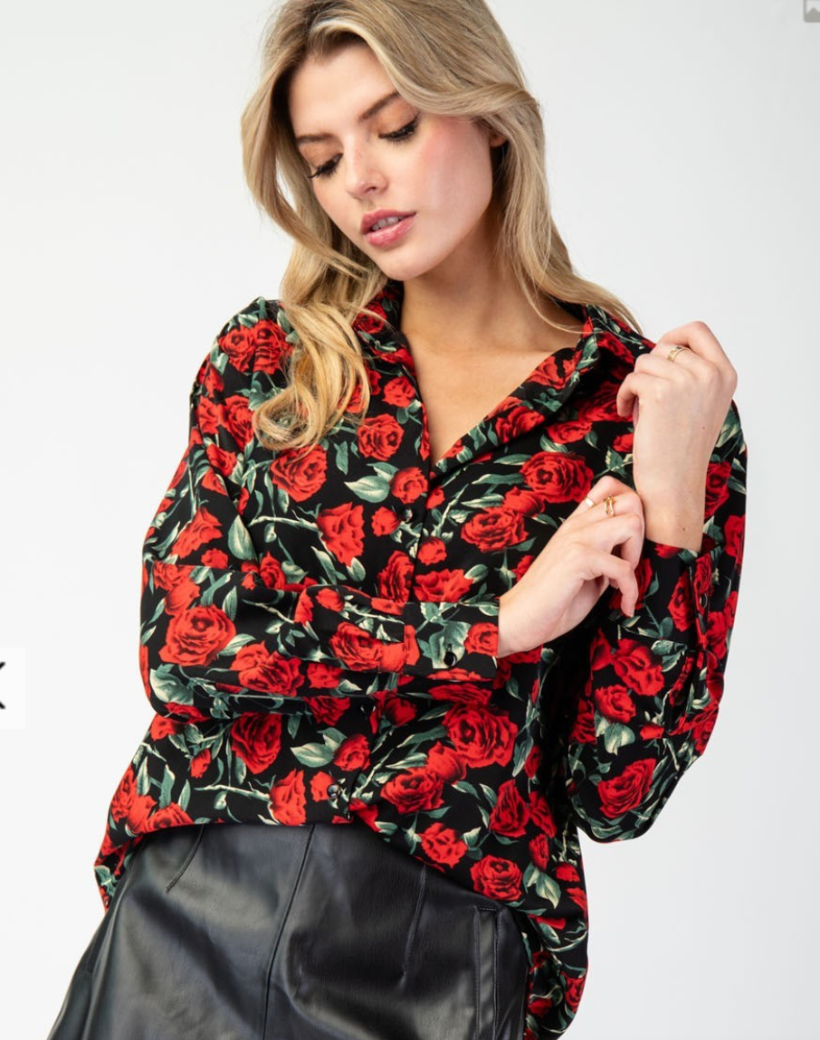 Rose Button Up