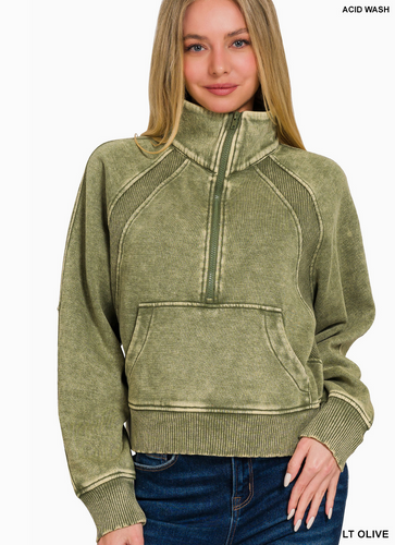 Olive Quarter Zip