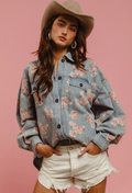Denim Rose Button Up