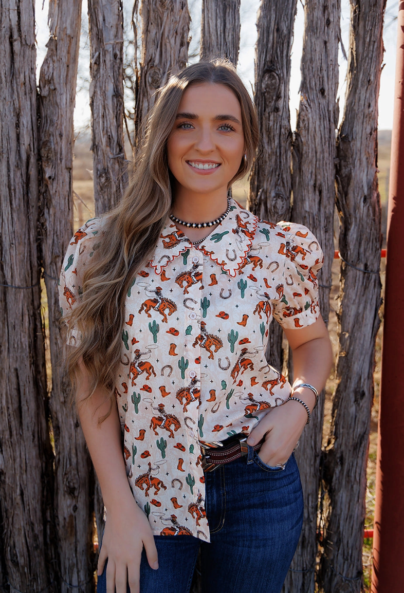 Desert Bucking Horse Blouse