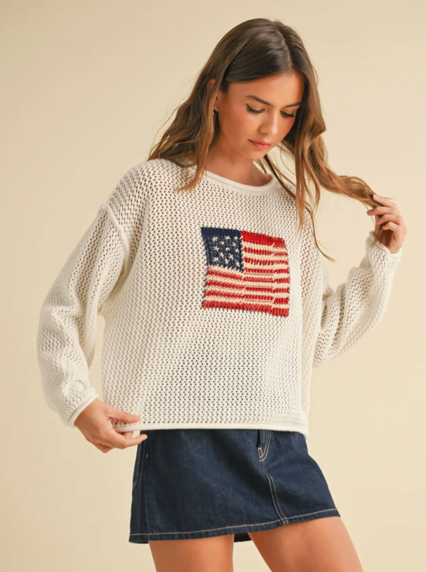 Flag Knitted Sweater Top
