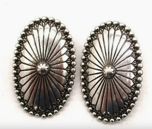 Large Western Oval Concho Earrings