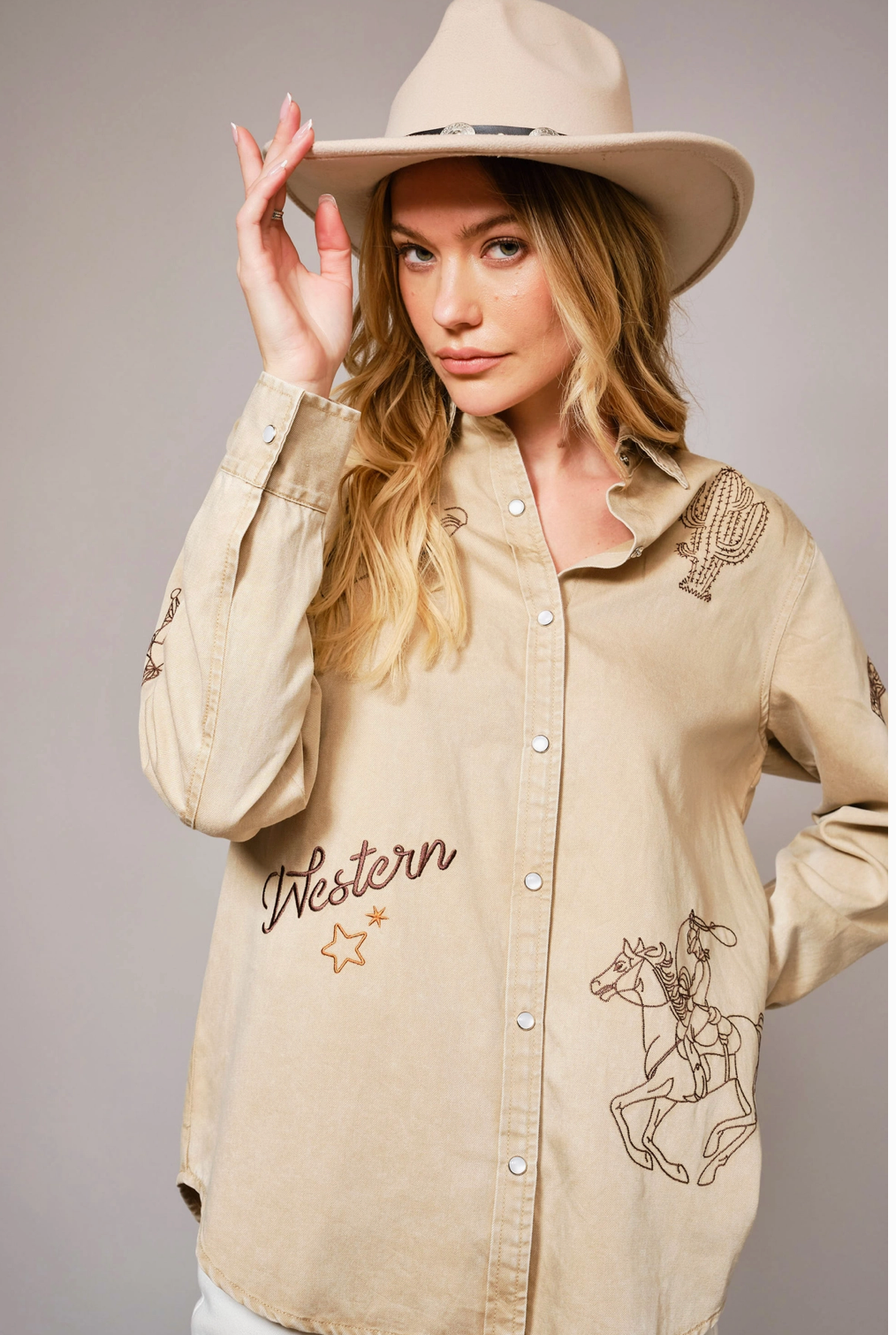 Wild West Tan Button Up
