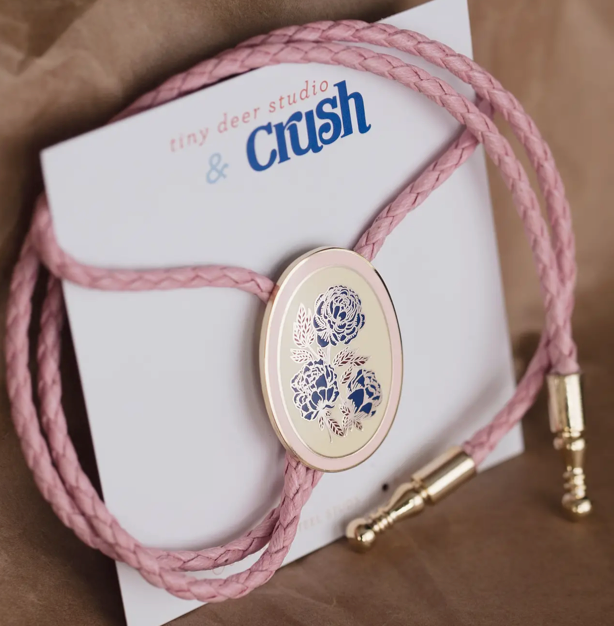 Pink Floral Bolo Tie with Crush