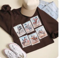 Brown Retro Postage Stamp Sweatshirt