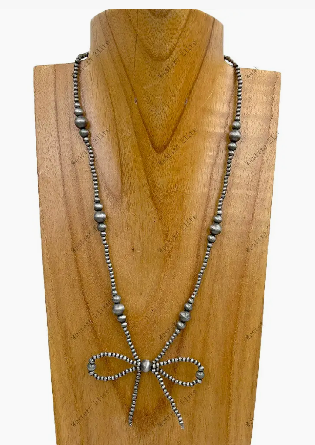 Faux Navajo Pearl Bow Necklace