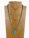 Faux Navajo Style Necklace with Green Stone Pendent