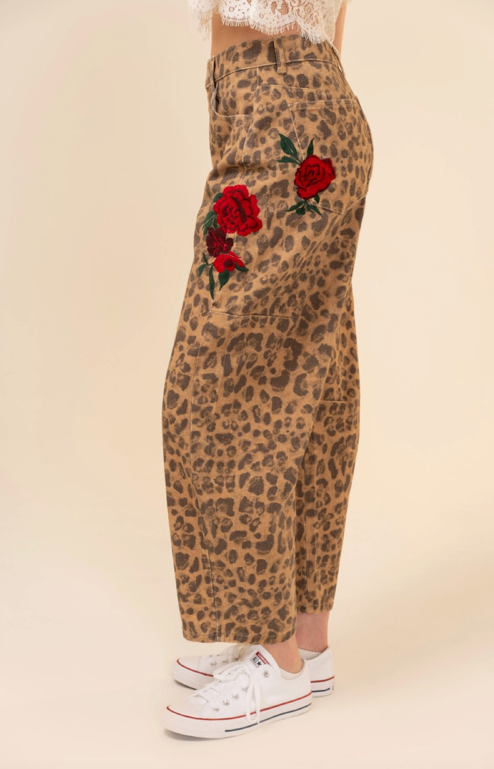 Leopard Barrel Jeans